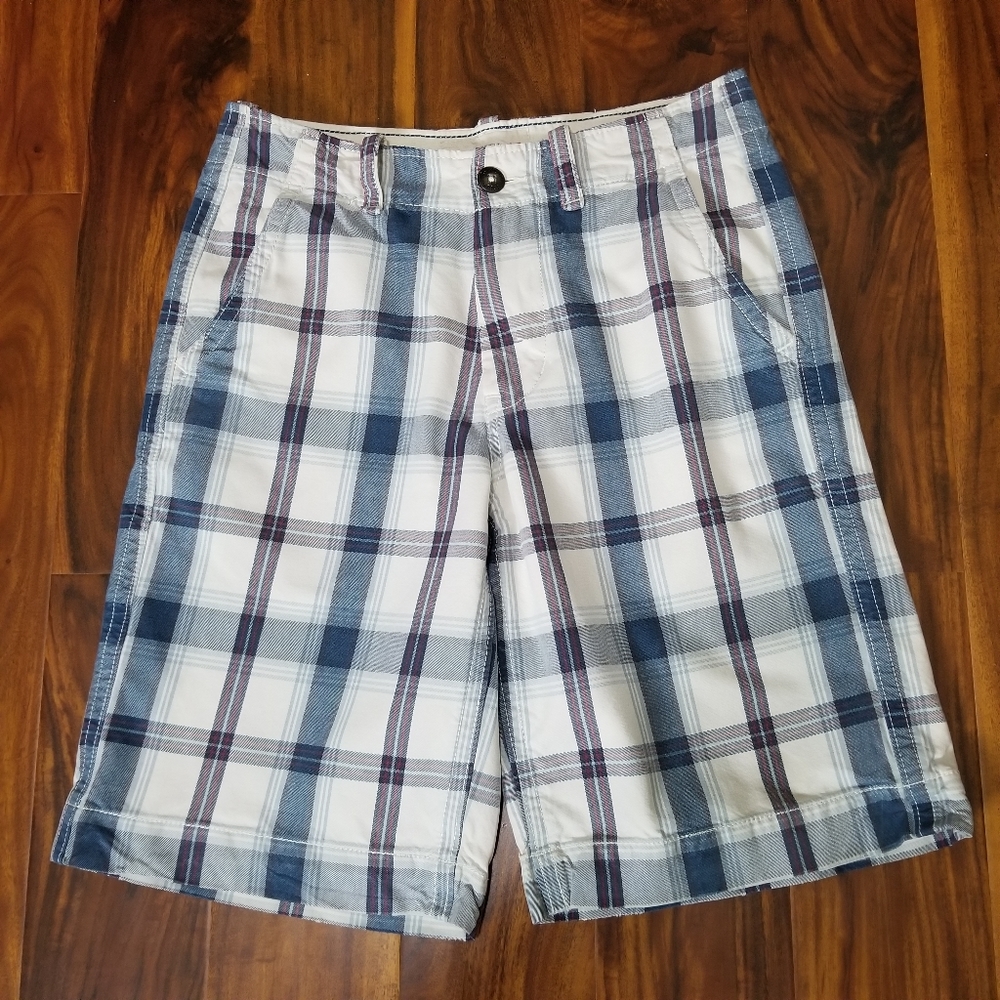 American Eagle Outfitters Mens 28 Longer Length Blue Plaid Short